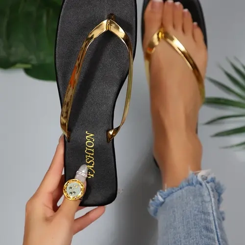 Women's Spring Summer Sandals, Square Toe Design, Slip-On Flat Slippers, Post Shower Sandals, Casual Beach Home Outdoor Shoes, Comfortable Footwear
