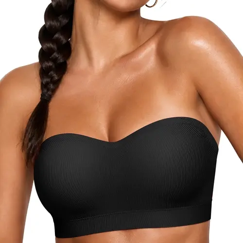 Convertible Strapless Bra Stay Put Non-Slip Bandeau Silicone Tube Top Bra Wireless Seamless  Detachable Padded Bra Comfort ALL Day