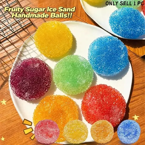 Crunchy Slushy Squishy Ball, Rubber Stress Balls, Ice Skin Stress Relief Fidget Toy, Soft Sensory Toy for Anxiety, Cute Handmade Design