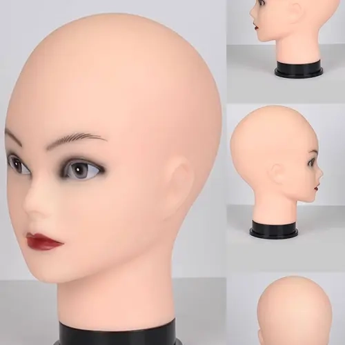 Bald Practice Mannequin Head for Cosmetology Training, Female Professional Mannequin for Wig Making and Display