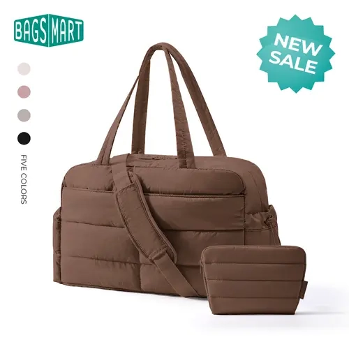 【NEW IN】BAGSMART Women's Lightweight Puffer Duffle Bag, 2-PC 31L Weekender Overnight Quilted Carry On Tote, Water-Resistant Luggage for Travel, Gym sohochic tiktokshopstockup