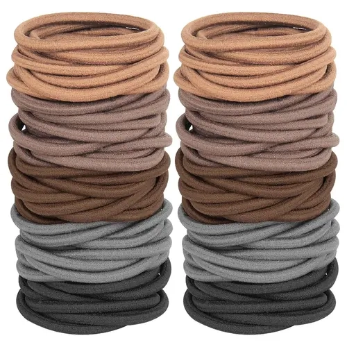 120PCS Bulk Unisex Nylon Solid Color 4mm Tie-Band Hairbands & Scrunchies Variety Pack - Black Sports Hair Bands, Strong Stretch Durable Elastic Accessory for Thick Hair, Braids, Ponytails, Purse Use
