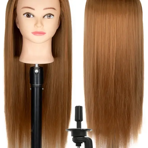 24-Inch Professional Cosmetology Mannequin Head with Hair, Free Clamp Stand for Braiding, Cutting, and Styling Practice, Ideal for Training, Mannequin Head for Wigs