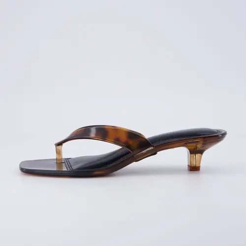 Cushionaire Riot Jelly Thong Kitten Heels for Women | Glossy Elegant Style Heels with Low Heel Design | Soft Comfortable Feel for Everyday Dressy Wear