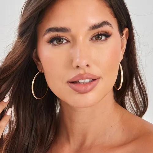 Women's Fashionable Hoop Earrings - Jumbo Plated Gold/Sterling Silver Style, Antitarnish Hypoallergenic Copper Plated, Large Cubic Zirconia Statement Costume Jewelry, 30-60mm Sizes