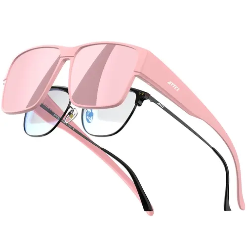 ATTCL Fit-Over Sunglasses Unisex UV400 Polarized Square Shape 100% Blocks UVA and UVB rays TR90 Frame Glare Reduction Outdoor Eyewear for Prescription Glasses, Ultra-Light Flexible Driving Sunglasses