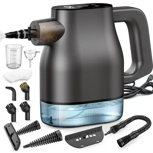 Phueut Handheld Touchscreen Heated Steam Cleaner - 3S Fast Heat, 135-150°C Temperature, Continuous Refill, Corded Portable Home-Kitchen Multi-Surface Cleaning Gadget with Standard Plug