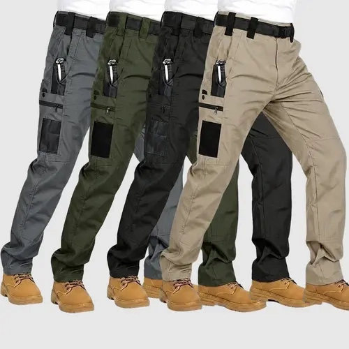 Homug 4PCS Mens Ripstop Tactical Work Pants 9 Multi Pockets Water Resistant Breathable Construction Hiking Cargo Pants,Size Up for a Looser Fit