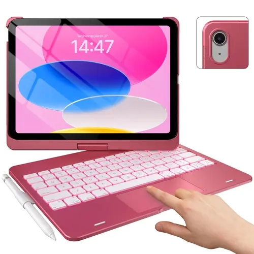 Typecase Rainbow Keyboard Case with Multi-Touch Trackpad, 360° Rotatable Backlight, 11 Colors, iOS-Compatible for 11-inch iPad Air (M4/M3/M2 2026/2025/2024, 5th/4th Gen) & Pro (4th/3rd/2nd/1st Gen) Tablet Accessories