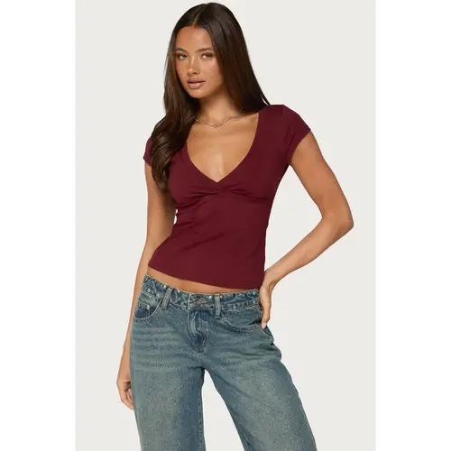 Penelopy Overlap V Neck Top