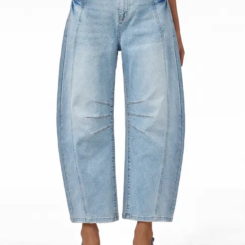 AUTOMET Women's Vintage High-Waist Oversized Wide-Leg 9-Point Ankle Pants - Comfortable Streetwear Bottoms with Button, Leopard, Floral, Denim Prints (Duneleopard Fit)