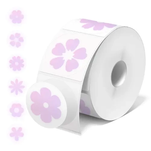 JADENS 2" Diameter Circle Direct Thermal Labels, Eco-Friendly BPA-Free Floral Customizable Stickers, Waterproof Self-Adhesive Labels for Business Users (750 Sheets/Roll, Compatible with Jadens, Asprink Printers, Logo/QR Code Ready)