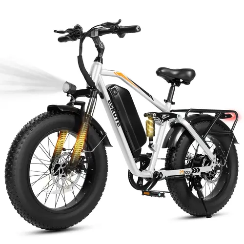 ESKUTE M300F Adult Electric Mountain Bike for Men/Women - 33mph Top Speed, 52V 20.8Ah Long Range Battery, 1200W Peak Motor, 20"x4" All-Terrain Fat Tires, Full Suspension Utility E-Bike for Commuter & Off-Road Use