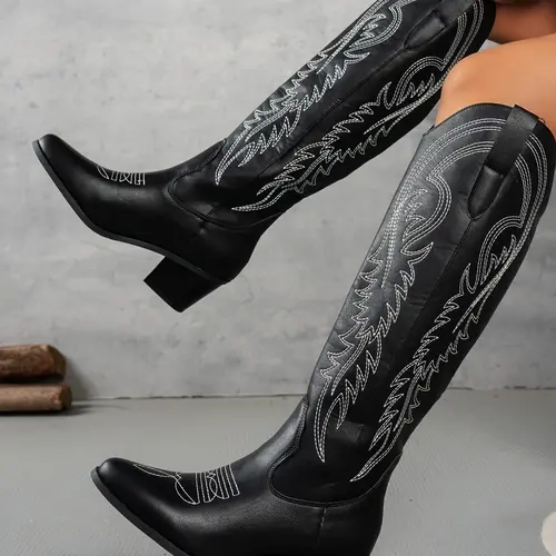 Women's New Classic Western Cowboy Boots, Knee‑High Design, Pointed Toe, Casual Style, All Seasons, Perfect for Weddings and Daily Wear, Pointy Toe Boot #GLOBAL PICKS