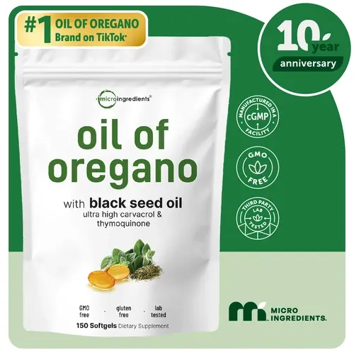 [Live Exclusive] Micro Ingredients Oregano Oil with Black Seed Oil 150 Softgels, 4X Strength Carvacrol & Thymoquinone | Plant Based, Non-GMO
