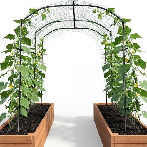 DoCred Tall Metal Arched Modern Trellises Garden Arch - 87inH x 75inL Large Single Unit, Easy-to-Install Outdoor Yard Plant Support for Climbing Vines, Vegetables