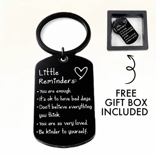 Unisex Minimalist Quote Text Nylon Fabric Keychain - 2.8x5cm Palm-Sized Tag, Adult Female Accessories, All Seasons Present with Gift Box, Uplifting Item for Him, GF Gift