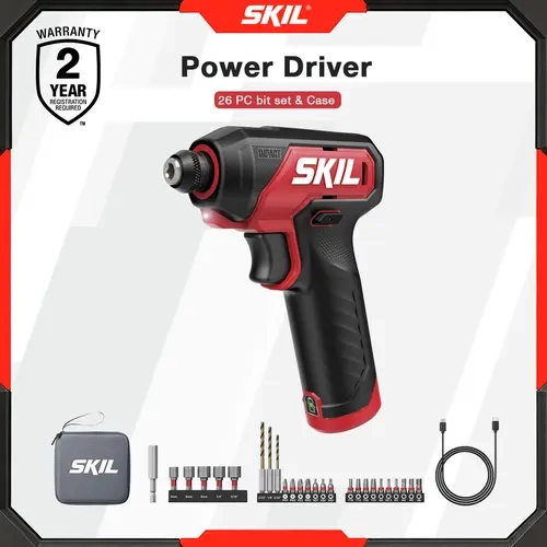 SKIL PWRCORE GO 4V Power Driver with 26-Pc. Bit Set and Tool Bag
