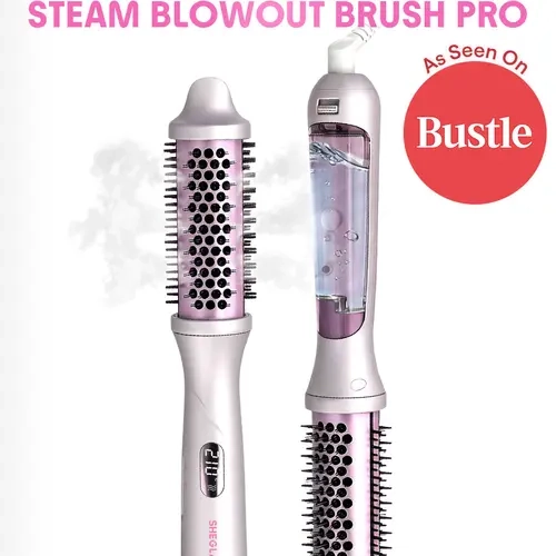 【Cardi-B Approved】SHEGLAM HAIR Hydra Shot Steam Blowout Brush Pro 1.5" 4-in-1 Steam Thermal Brush | 3X Faster Blowouts | Less Heat Damage | Anti-Frizz Nano Steam | Scald-Proof | Long-Lasting Glossy Volume | Bama Curl | Universal Voltage