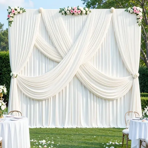 8 Pack Wrinkle-Free Polyester Backdrop Curtain Set, 5ft Wide Fabric Panels in 7/10/12ft Lengths for Photoshoot & Party Decor, Compatible with Garlands & Balloons, Minor Color Variation Due To Light & Screen Displays