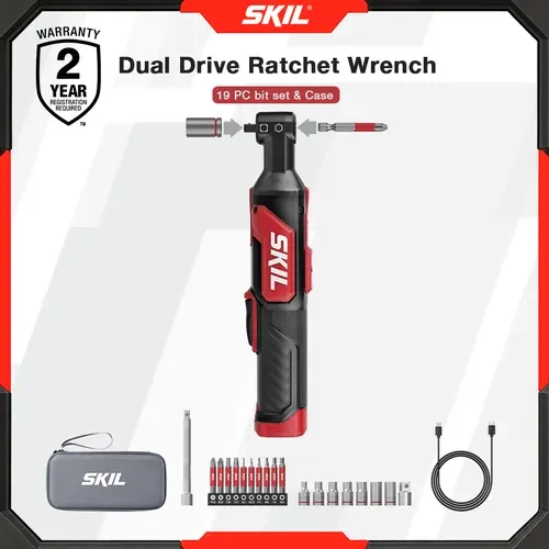 SKIL PWRCORE GO 4V Dual Drive Ratchet Wrench with 19-Pc. Bit Set and Tool Bag