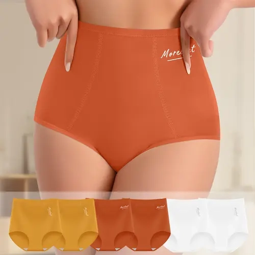 Morelect Women's High Waist Cotton Briefs - 4/6/8 Pcs Soft Fit Panty, Breathable Lightweight Undies, Minimalist Moisture-Wick Underwear with Logo for Daily Comfort