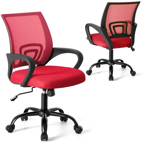 Sweetcrispy Ergonomic Mesh Office Chair - Breathable Seat, Fixed Arms, 120° Rocking, Height Adjusted, Lumbar Support, Mid Back Mesh Fabric, 250LBS Capacity, Commercial Furniture for Home Office Use