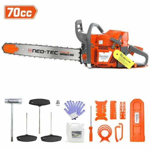 NEOTEC NH872 Professional 2-Cycle 71cc 5.3HP Gas Chainsaw, Anti-Vibration Magnesium Alloy Heavy-Duty Model with 24/28-in Bar Options, 372XP Parts Compatible, Includes Bar Cover & Gloves for Logging, Tree Felling, Chainsaws