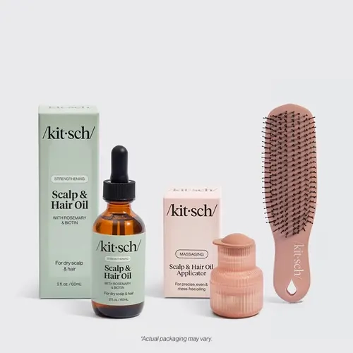 Kitsch Christmas Hair Growth Pamper Pack | Rosemary & Biotin Scalp & Hair Oil, Scalp Oil Applicator & Scalp Renewal Brush | Thoughtful Haircare Gift Set