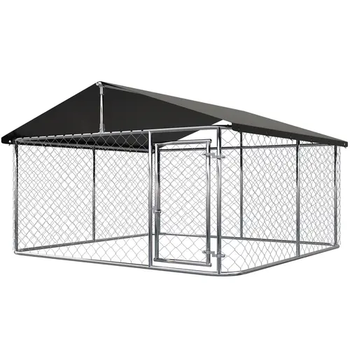 Petony Galvanized Steel Outdoor Dog Playpen Enclosure - Heavy-Duty Mesh Fencing, UV Protection, Secure Lock, Rust Resistance, 2-Person Assembly DIY Kit, Outdoor Puppy Kennel, Outdoor Kennel