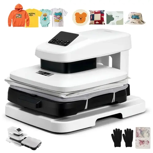 VEVOR Corded Compact Rectangular Auto Heat Press Machine, 15x15in White T-Shirt Press with Auto Release, Adjustable Pressure, Digital Display, Rapid Even Heating for Sublimation, Vinyl, Crafts