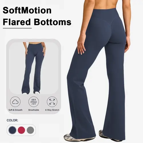 DEEFY SoftMotion Women's Low-Waisted Bootcut Flared Leggings - Tummy Control Clothing, Butt Lift, Seamless Stretch, Sculpting All-Season Yoga Workout Activewear Bottoms #BackToSchool
