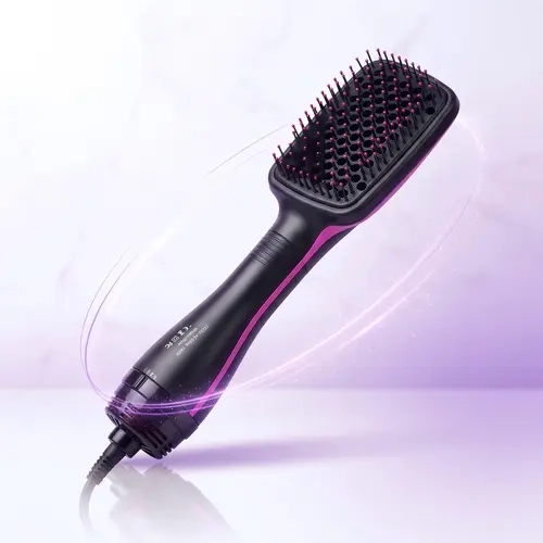 2-in-1 Professional Hair Dryer Brush Blow Dryer - 1200W Powerful Ceramic Tourmaline ABS Plastic Styling Tool, 3 Speed Settings, 1-Step Styler That Straightens