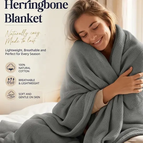 LANE LINEN 100% Pure Cotton Bed Blanket - 350 GSM Modern Premium Luxury, Soft Aesthetic, Breathable, Cozy Together, Durable, Natural Material, OEKO-TEX Certified, Ideal for Couples