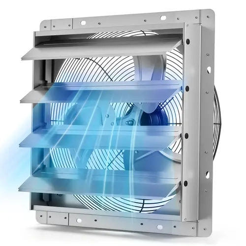 VEVOR 16 in Wall-Mounted Shutter Exhaust Multipurpose Fan, Silver with Auto Louvers, Sturdy Steel Housing, 2438 CFM Low-Noise AC Motor, Corded Prewired Fan for Attic, Garage#SohoChic