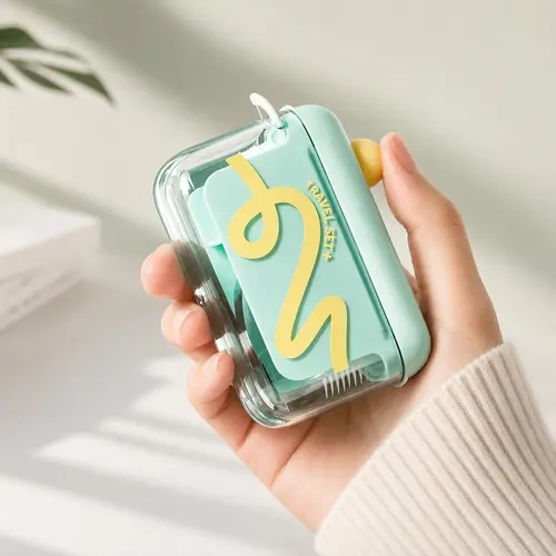 Oral Lightweight Portable Dental Floss Pick Dispenser Case, Compact Travel Toiletry Holder with Dustproof Cover, Refillable 1-Press Storage Box for Daily Home & Office Use