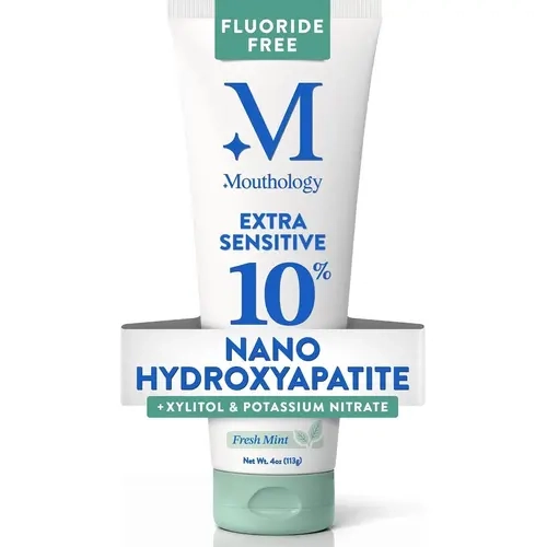 Mouthology Toothpaste For Sensitive Teeth | 10% Nano Hydroxyapatite Toothpaste, Fluoride Free for Sensitive Teeth, SLS Free with Xylitol, USA Made