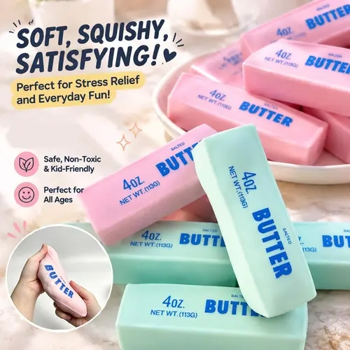 Christmas Crunchy Sound Butter Bar Party Favors, Soft & Fun Simulation Butter Bar, Portable Gift, Cute Desk Decor, Ideal Party Leisure Gift for Teens and Adults