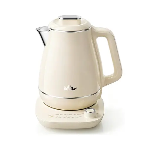 Bear 1.5L 304 Stainless Steel Fast Heating Electric Kettle - 1500W Fast Boiling, Double Wall Cool Touch, Automatic Shut-Off, Boil-Dry Protection, Cream, US Plug, Household Appliances, Safety