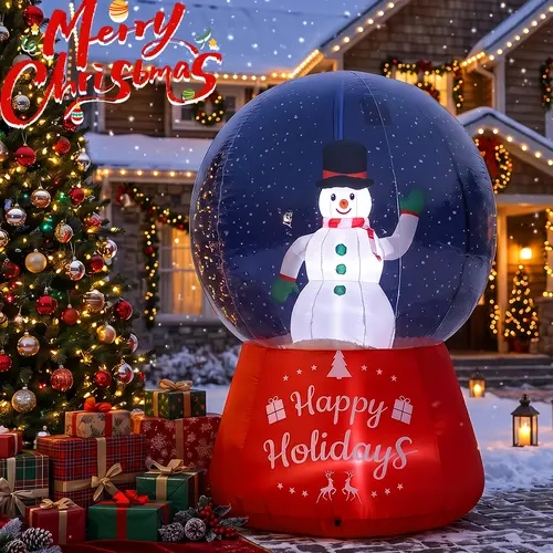 Christmas Inflatable Santa Claus & Snowman Globe,Rocket Santa, Christmas Arch, Lying Santa/Reclining Santa, Snowman Family Figures Waterproof Polyester Fiber Outdoor Garden Indoor Party Decorations(5-8 FT available) Led Star Light