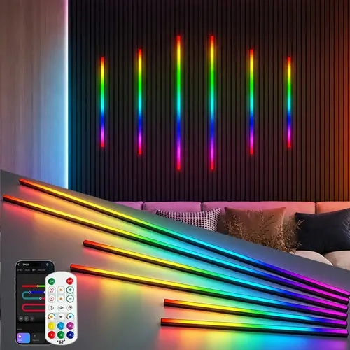 VALLERICO 6PCS RGB+IC Recessed LED Lights Kit - Indoor Dynamic RGB Lighting, WiFi APP/Alexa/RF Remote Control, Ambient Vibe Lights for Acoustic Panels, Modern Home Decor, Multi-Size SohoChic Fixtures,Black Friday