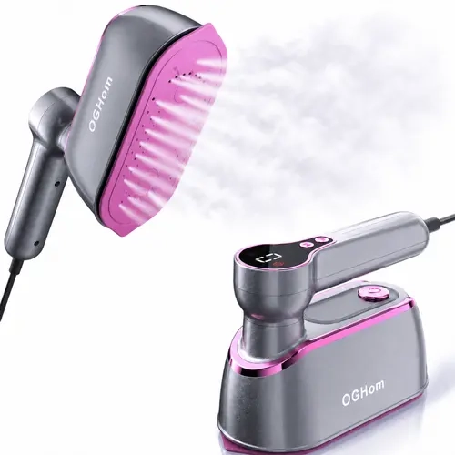 【FDFY】OGHom Portable Handheld Steamer for Clothing, 1200W 120V Plug Compact Lightweight Garment Steamer with LCD Display, 4 Steam Levels, Dry Iron Mode, 20s Fast Heat-Up, 150ml Water Tank, Large Ceramic Heat Panel, Removes Wrinkles, FallDealsForYou