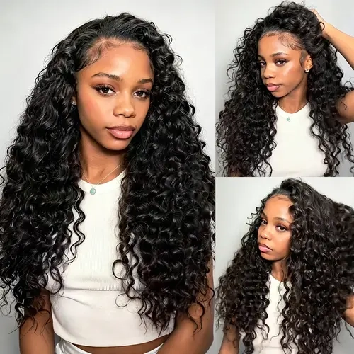 Recool Hair Beach Curly V Part Wig 3in1 Half Wig Invisible Hairline 180% & 250% Density Glueless Human Hair Wigs  Flip Over Wig Vacation Hair Minimal Leave Out High-Quality Beginner Friendly