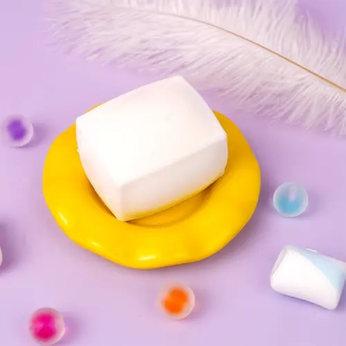 Pawtoto Realistic Tofu-Like White Cube Squishy - Squishy Fun Fidgets, Soft Moldable Sensory Cube Stress Relief Toy, Unisex Squeeze Gadget for Ages 12+ Relaxation