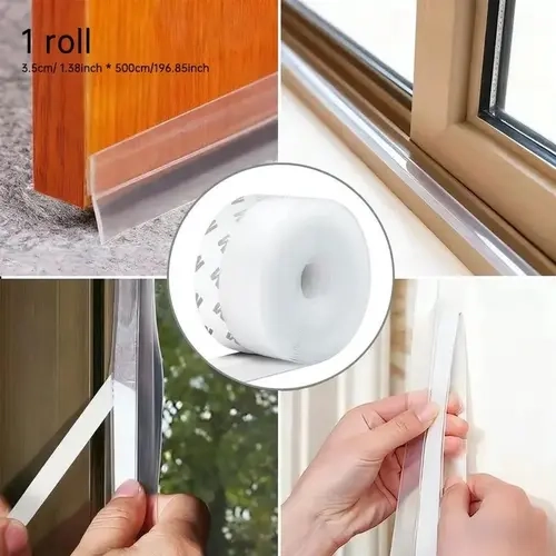 Adhesive Back Gap Seal Tape - 16.4ft x 1.38in Peel-and-Stick Waterproof Door Window Gap Filler for Adhesive Installation, Draft Stopper & Noise Reduction