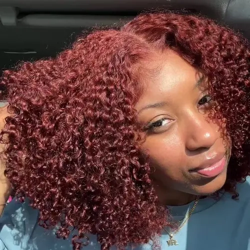 【LIVE Clearance】UNICE 7x5 250% Density 16'' Reddish Brown Afro Kinky Curly Human Hair Glueless Wig for Beginners Hot Selling Wig's Deal, Glueless Wigs Human Hair, Lace Front