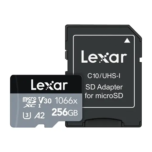 Lexar Professional 1066x 256GB UHS-I U3 A2 V30 Class MicroSDXC Memory Card - High Capacity Micro SD Cards for Camera Drones, Mobile Devices, Dashcam Recording