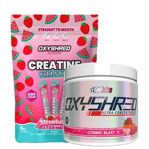 EHPlabs OxyShred Gym Girl Strength Stack – OxyShred Ultra Pre-Workout + Creatine Fizz Stix | Energy, Focus & Strength Support