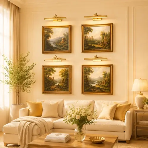 USB Rechargeable Wireless Wall-Mounted Gallery Lights, 16in Gold 6000mAh Dimmable Rotatable LED Lamps with Remote & Dimmable Switch, Detachable Body, Indoor Use Lights for Bedroom, Art, Vanity Mirrors familyfun