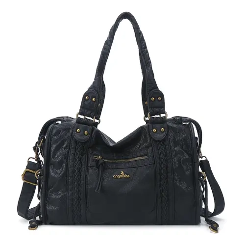 Angel Kiss Women's Ultimate Soft Vegan Leather Hobo Bag - Large 15.3"x6.6"x11.4" Structured Satchel Purse, Stylish Versatile 1-Shoulder Handbag, Back to School Tote (TikTok Shop), One Shoulder Handbag, Structured Bag